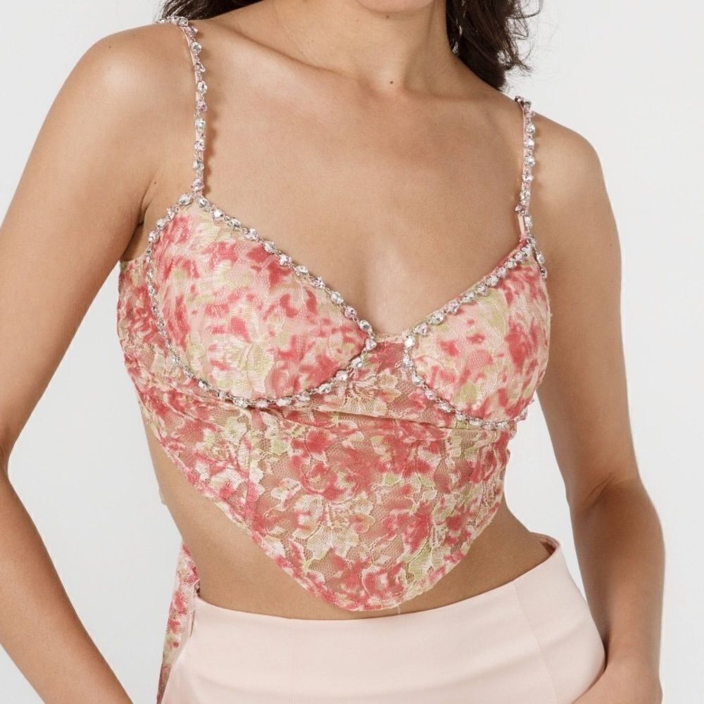 NWT Nana Jacqueline Mia Lace Top Pink Med‎